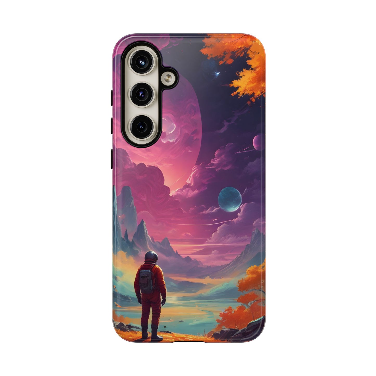 Carcasa para teléfono de astronauta psicodélico, tema espacial galaxia, fundas resistentes para hombres y mujeres, regalos únicos para amantes de la tecnología, accesorios elegantes, decoración cósmica.