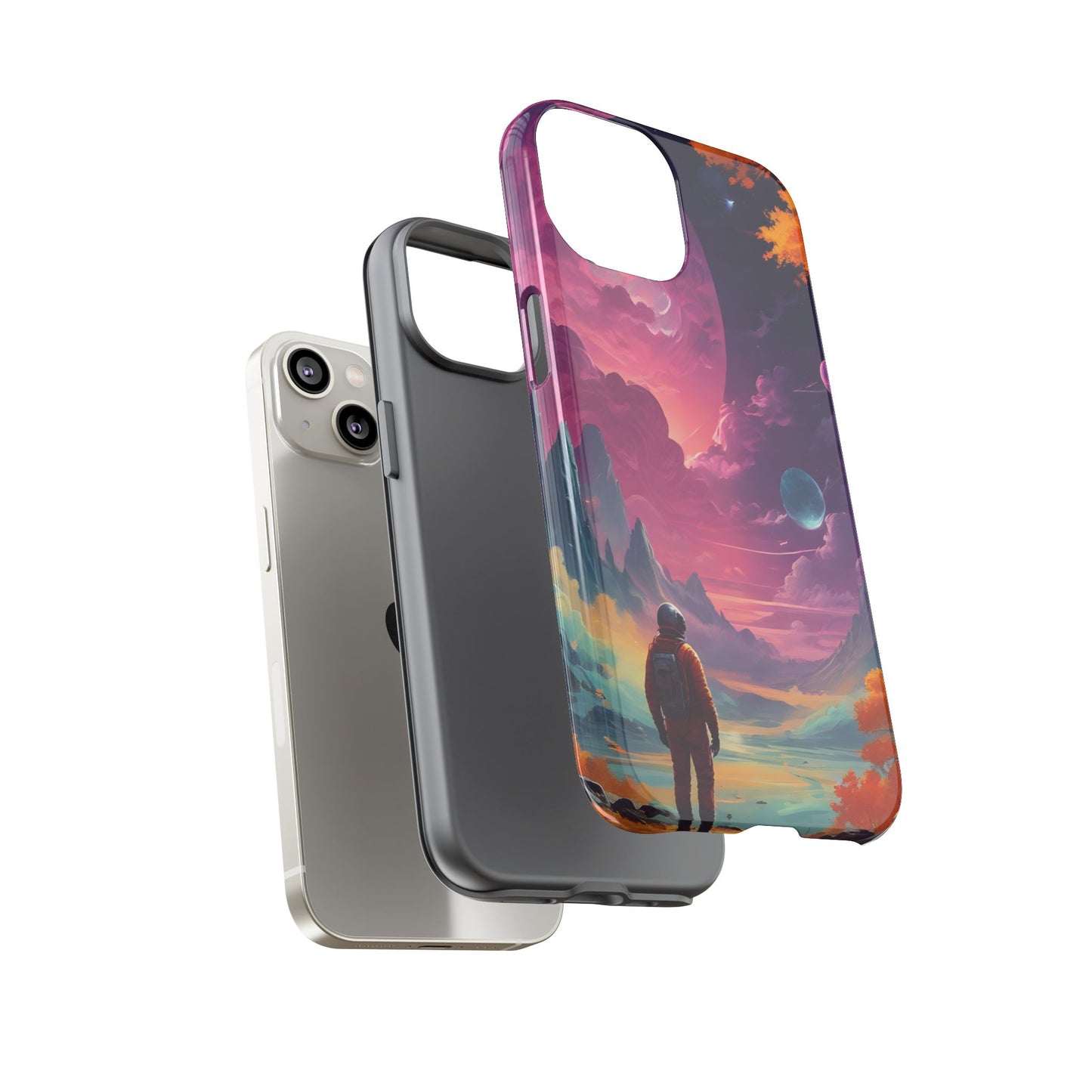 Carcasa para teléfono de astronauta psicodélico, tema espacial galaxia, fundas resistentes para hombres y mujeres, regalos únicos para amantes de la tecnología, accesorios elegantes, decoración cósmica.