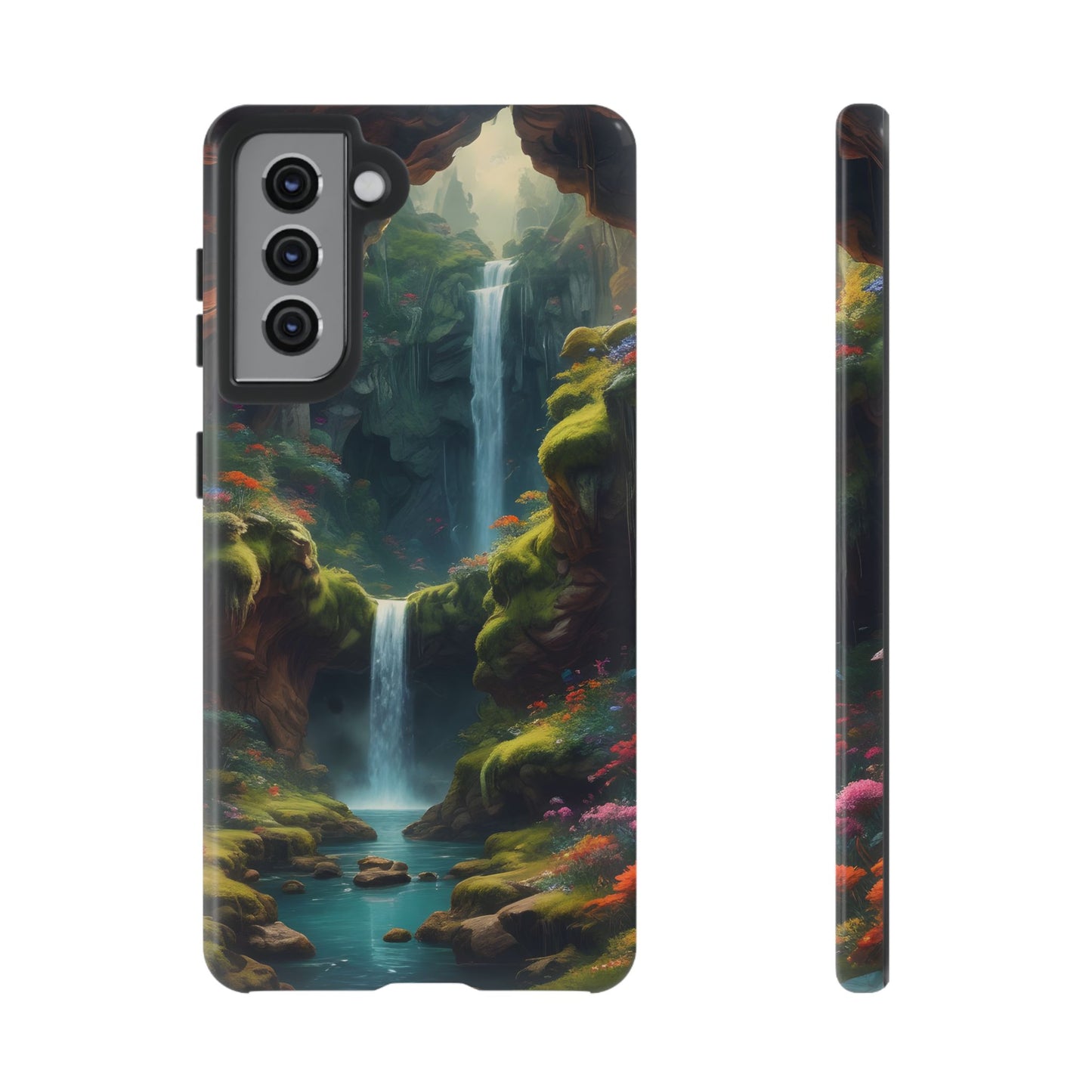 Funda de teléfono con diseño de cascada - Fundas resistentes, diseño de cascada, funda estética para teléfono, regalo para amantes de la naturaleza, protector de teléfono.