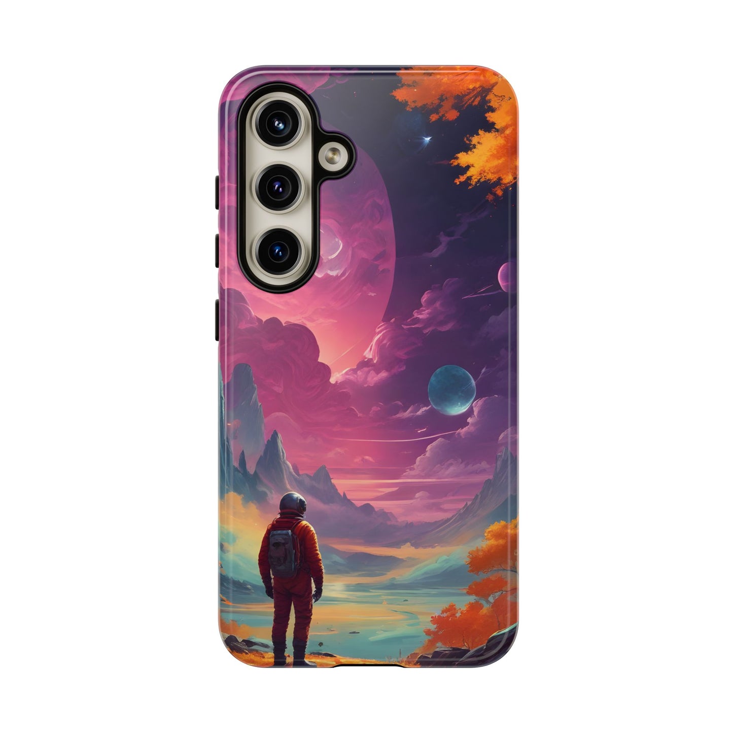 Carcasa para teléfono de astronauta psicodélico, tema espacial galaxia, fundas resistentes para hombres y mujeres, regalos únicos para amantes de la tecnología, accesorios elegantes, decoración cósmica.