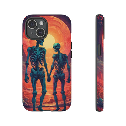 Romantic Skeletons Phone Case, Tough Phone Cover, Halloween Accessory, Unique Gift, Couples Phone Case, Spooky Aesthetic