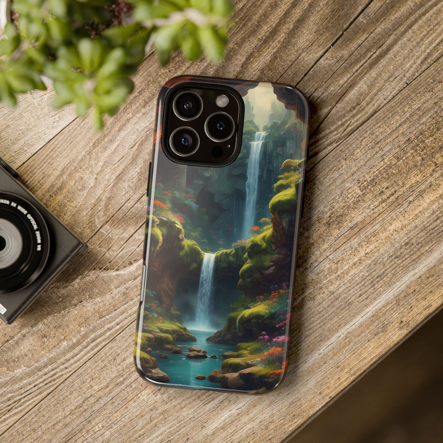 Funda de teléfono con diseño de cascada - Fundas resistentes, diseño de cascada, funda estética para teléfono, regalo para amantes de la naturaleza, protector de teléfono.