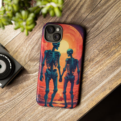Romantic Skeletons Phone Case, Tough Phone Cover, Halloween Accessory, Unique Gift, Couples Phone Case, Spooky Aesthetic