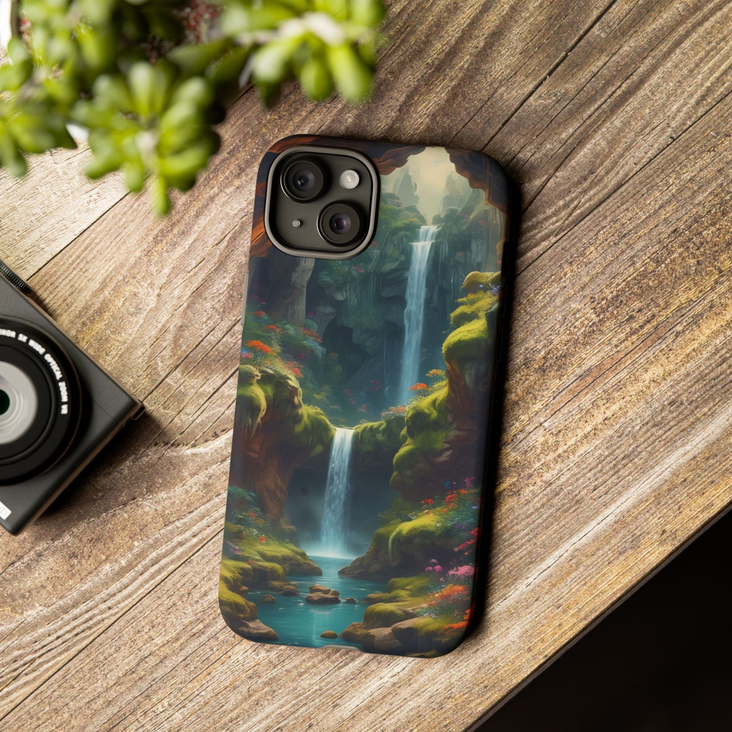 Funda de teléfono con diseño de cascada - Fundas resistentes, diseño de cascada, funda estética para teléfono, regalo para amantes de la naturaleza, protector de teléfono.
