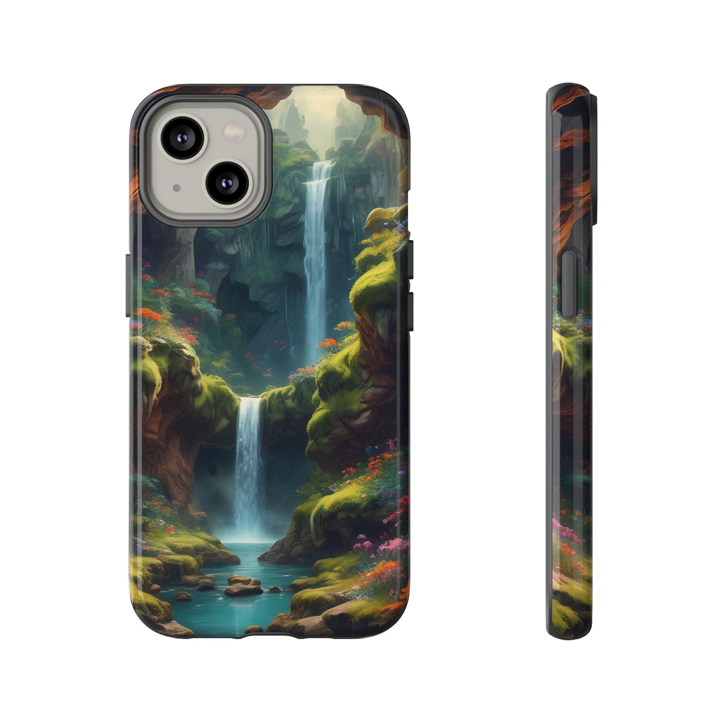 Funda de teléfono con diseño de cascada - Fundas resistentes, diseño de cascada, funda estética para teléfono, regalo para amantes de la naturaleza, protector de teléfono.
