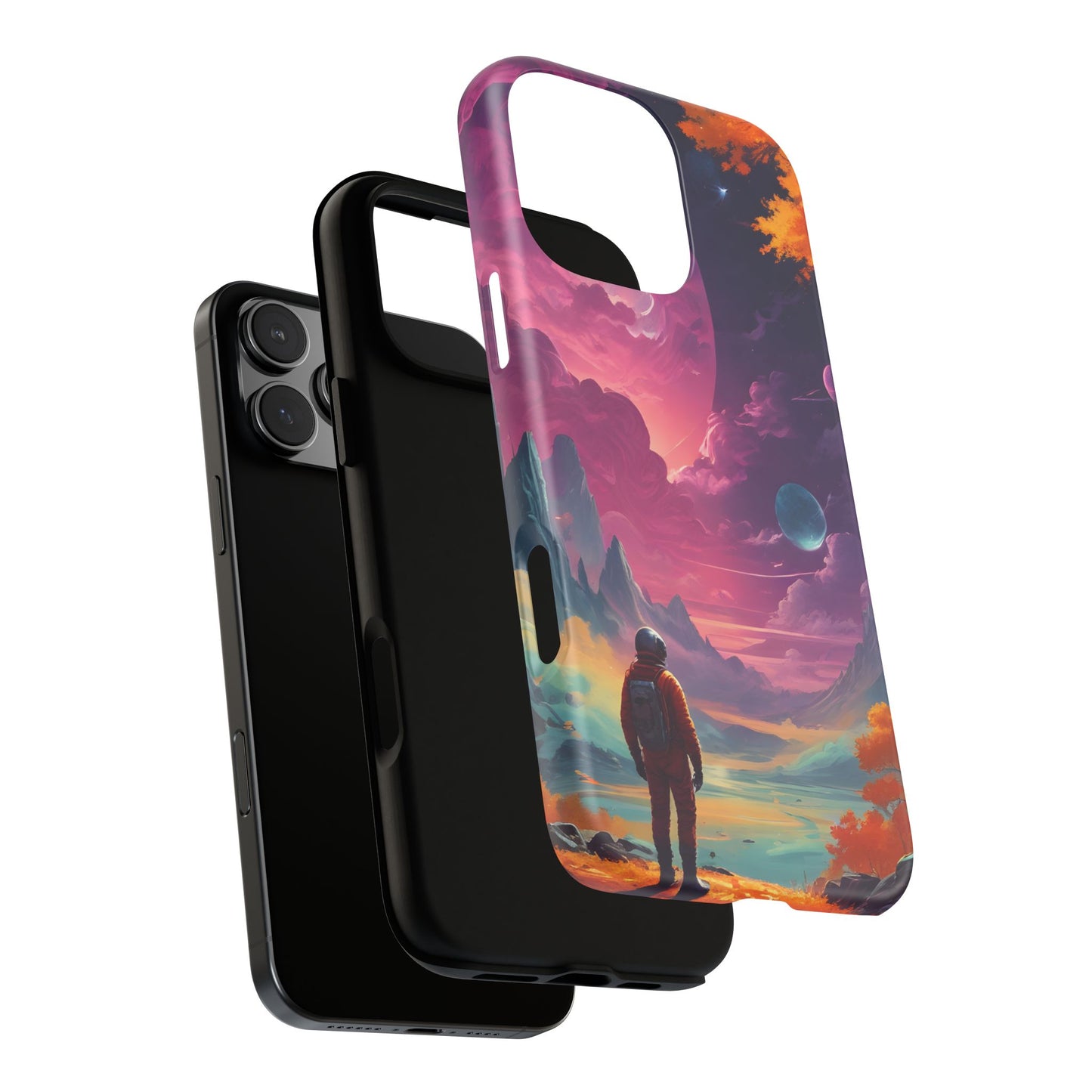 Carcasa para teléfono de astronauta psicodélico, tema espacial galaxia, fundas resistentes para hombres y mujeres, regalos únicos para amantes de la tecnología, accesorios elegantes, decoración cósmica.