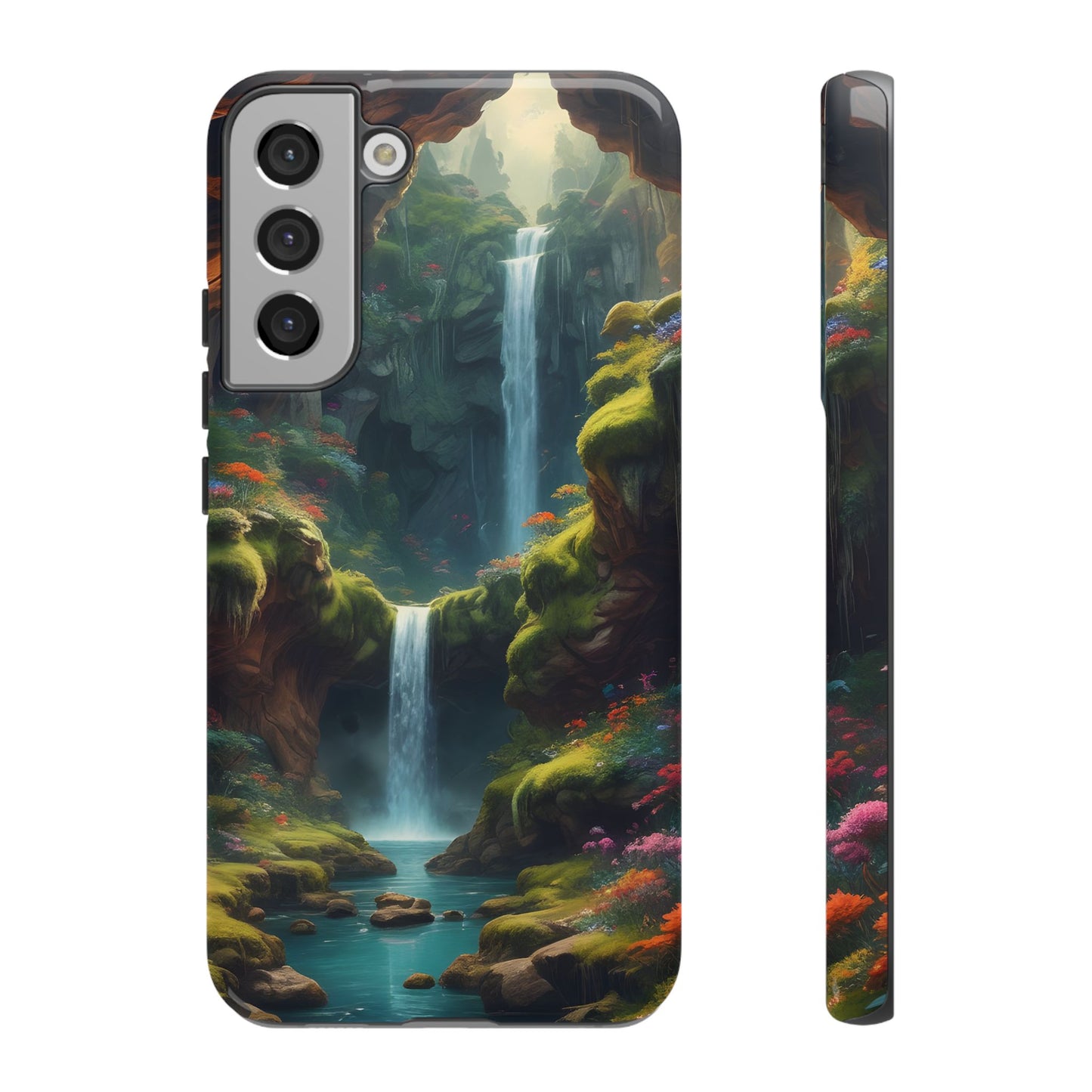Funda de teléfono con diseño de cascada - Fundas resistentes, diseño de cascada, funda estética para teléfono, regalo para amantes de la naturaleza, protector de teléfono.