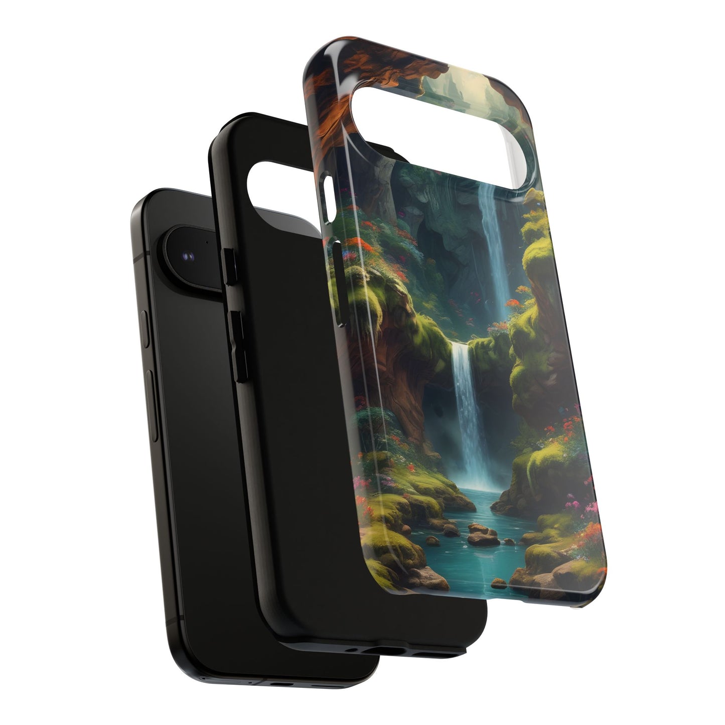 Funda de teléfono con diseño de cascada - Fundas resistentes, diseño de cascada, funda estética para teléfono, regalo para amantes de la naturaleza, protector de teléfono.