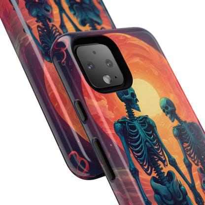 Romantic Skeletons Phone Case, Tough Phone Cover, Halloween Accessory, Unique Gift, Couples Phone Case, Spooky Aesthetic