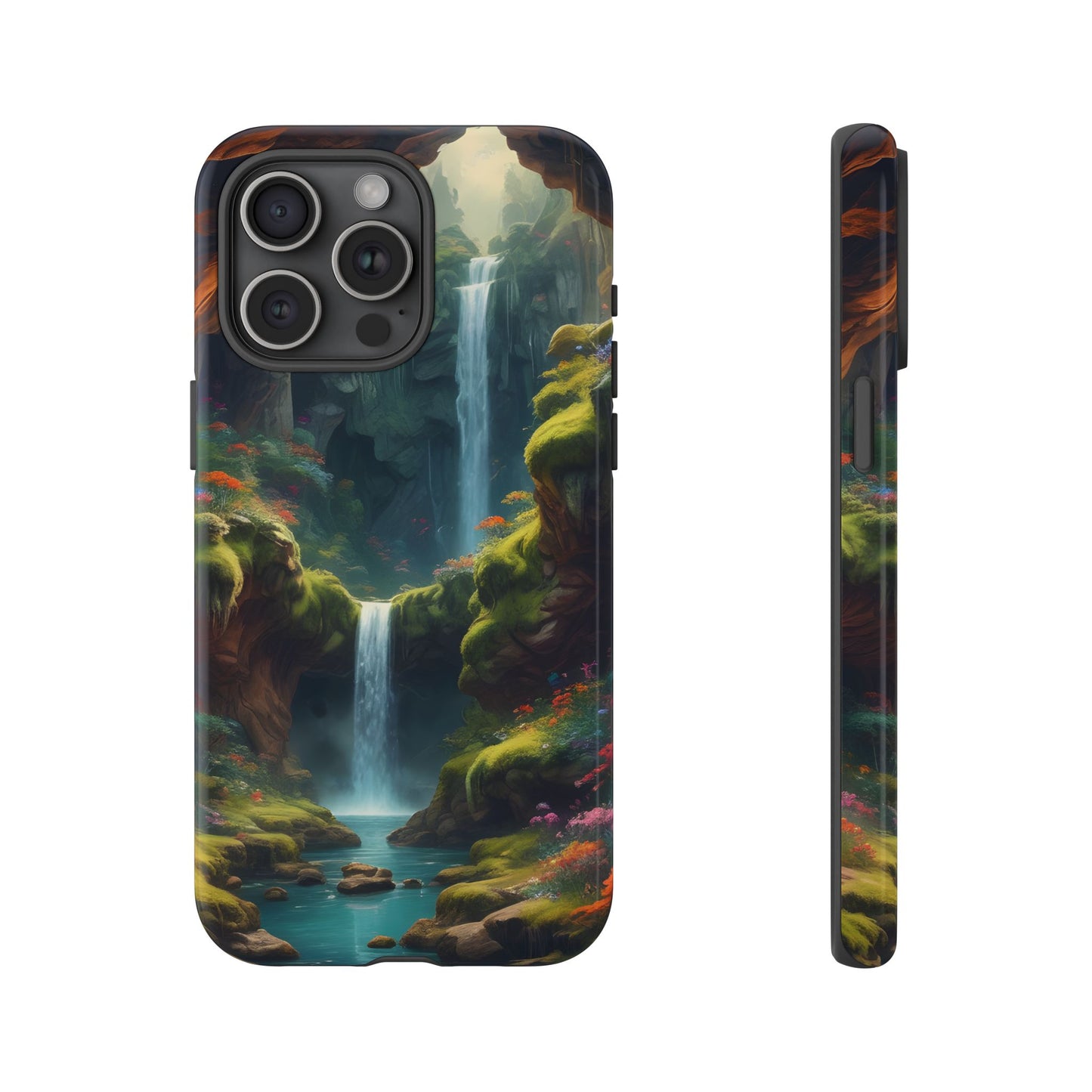 Funda de teléfono con diseño de cascada - Fundas resistentes, diseño de cascada, funda estética para teléfono, regalo para amantes de la naturaleza, protector de teléfono.