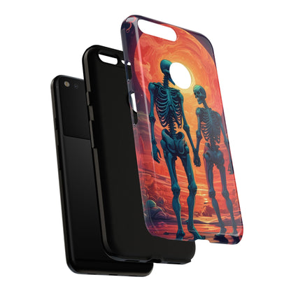 Romantic Skeletons Phone Case, Tough Phone Cover, Halloween Accessory, Unique Gift, Couples Phone Case, Spooky Aesthetic