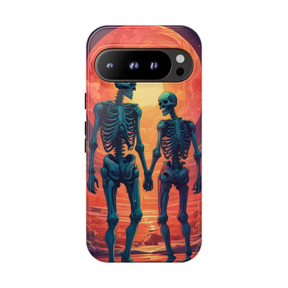 Romantic Skeletons Phone Case, Tough Phone Cover, Halloween Accessory, Unique Gift, Couples Phone Case, Spooky Aesthetic