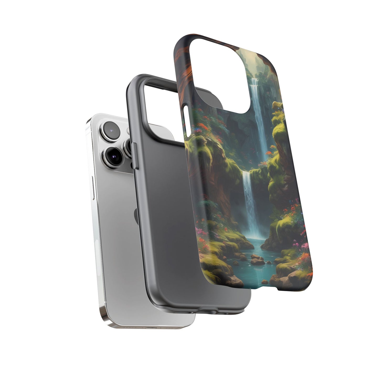 Funda de teléfono con diseño de cascada - Fundas resistentes, diseño de cascada, funda estética para teléfono, regalo para amantes de la naturaleza, protector de teléfono.