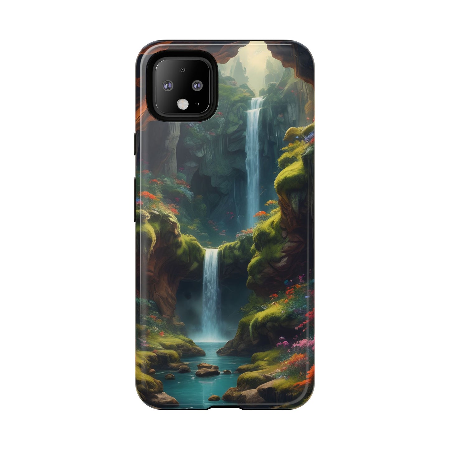 Funda de teléfono con diseño de cascada - Fundas resistentes, diseño de cascada, funda estética para teléfono, regalo para amantes de la naturaleza, protector de teléfono.