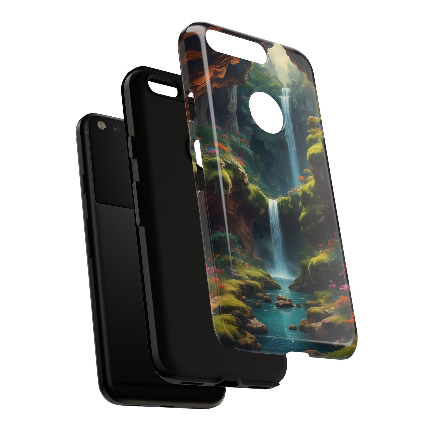Funda de teléfono con diseño de cascada - Fundas resistentes, diseño de cascada, funda estética para teléfono, regalo para amantes de la naturaleza, protector de teléfono.