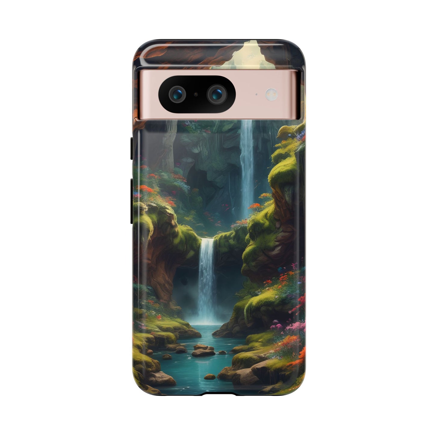 Funda de teléfono con diseño de cascada - Fundas resistentes, diseño de cascada, funda estética para teléfono, regalo para amantes de la naturaleza, protector de teléfono.