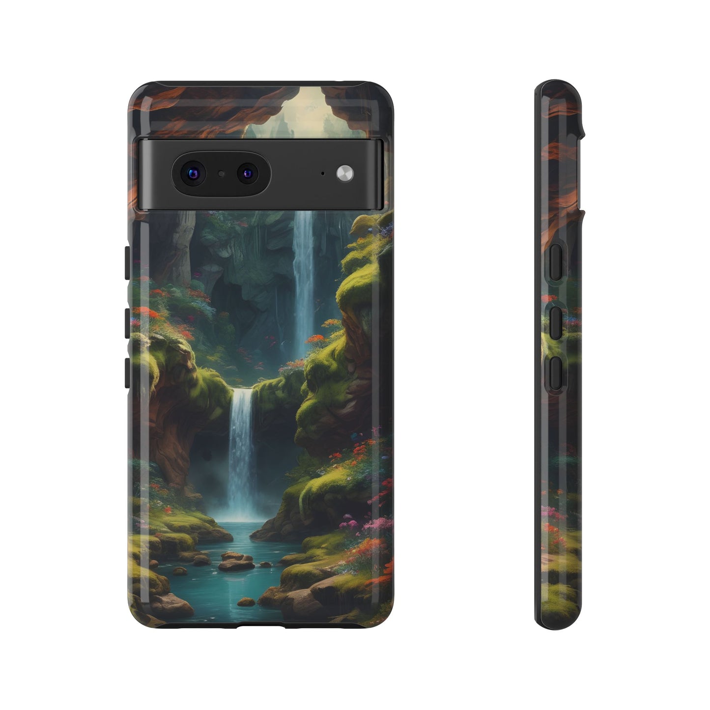 Funda de teléfono con diseño de cascada - Fundas resistentes, diseño de cascada, funda estética para teléfono, regalo para amantes de la naturaleza, protector de teléfono.