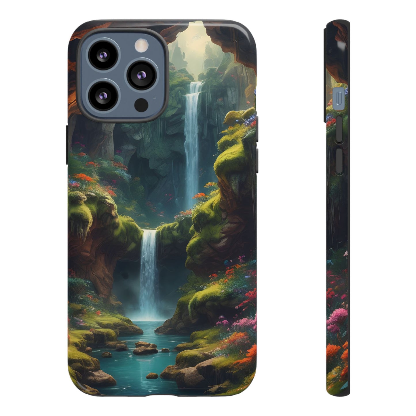 Funda de teléfono con diseño de cascada - Fundas resistentes, diseño de cascada, funda estética para teléfono, regalo para amantes de la naturaleza, protector de teléfono.