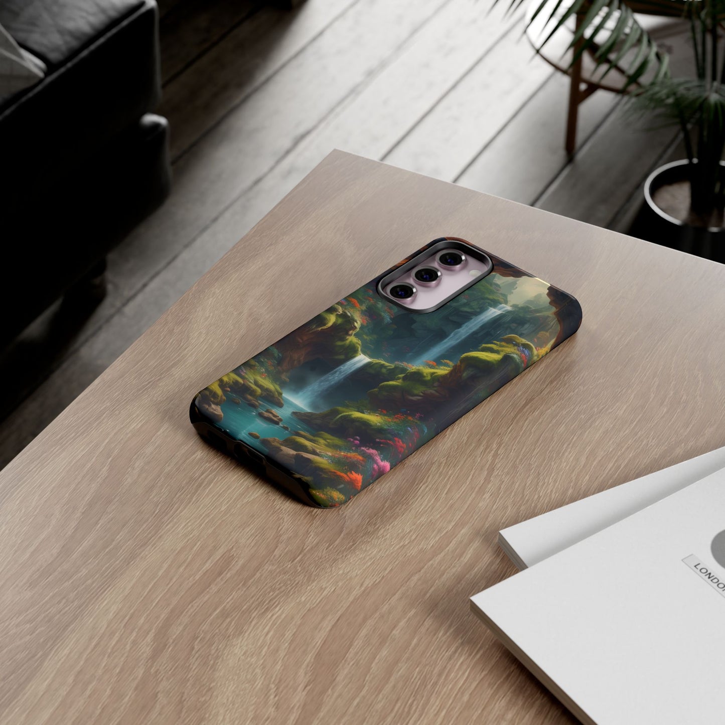 Funda de teléfono con diseño de cascada - Fundas resistentes, diseño de cascada, funda estética para teléfono, regalo para amantes de la naturaleza, protector de teléfono.