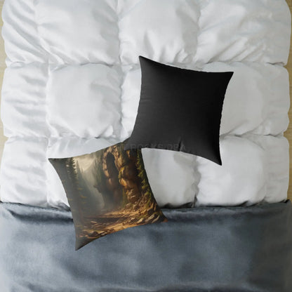 Abandoned Cave in The Forest Square Pillow for Cozy Spaces Home Decor Gift for Nature Lovers Outdoor Themed Cushion