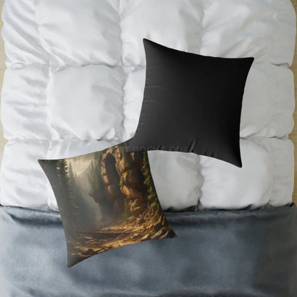 Abandoned Cave in The Forest Square Pillow for Cozy Spaces Home Decor Gift for Nature Lovers Outdoor Themed Cushion