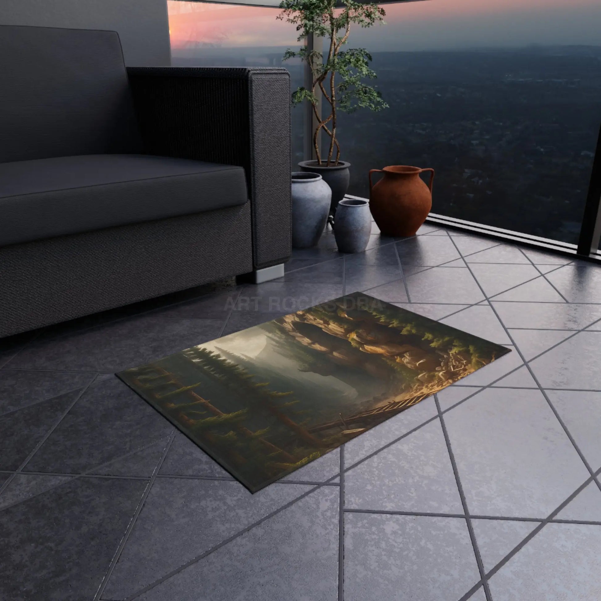 Abandoned Cave Outdoor Rug | Nature-Themed Home Decor Patio Mat Camping Accessory Garden Decoration Hiking-Inspired