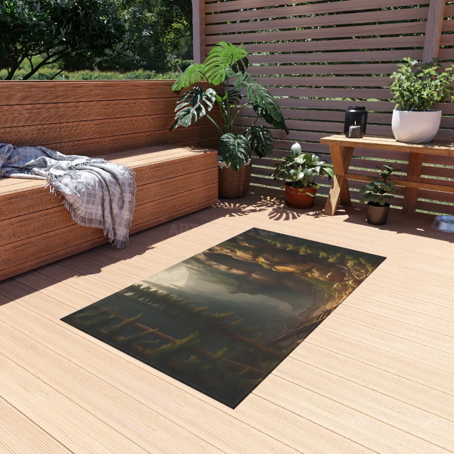 Abandoned Cave Outdoor Rug | Nature-Themed Home Decor Patio Mat Camping Accessory Garden Decoration Hiking-Inspired