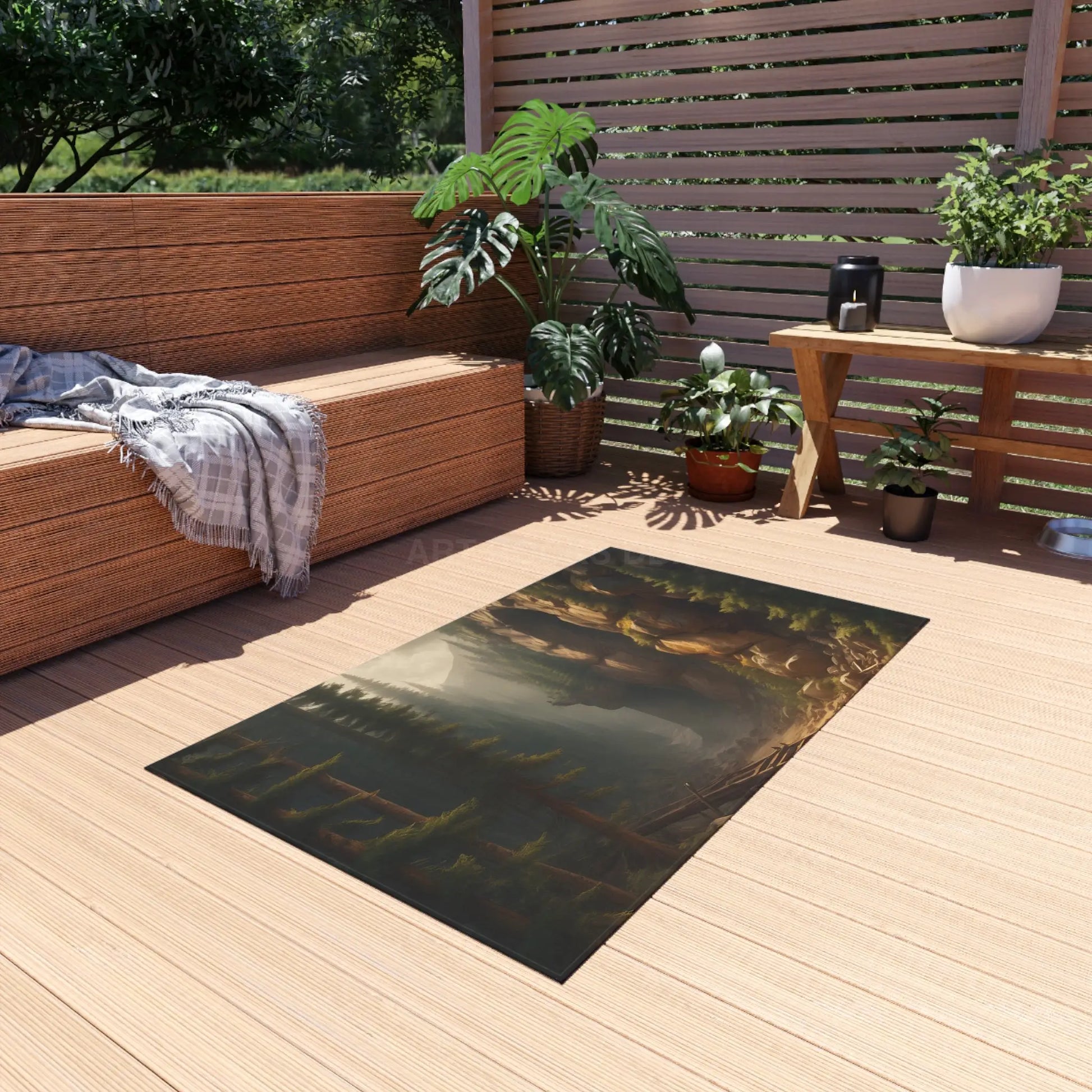 Abandoned Cave Outdoor Rug | Nature-Themed Home Decor Patio Mat Camping Accessory Garden Decoration Hiking-Inspired