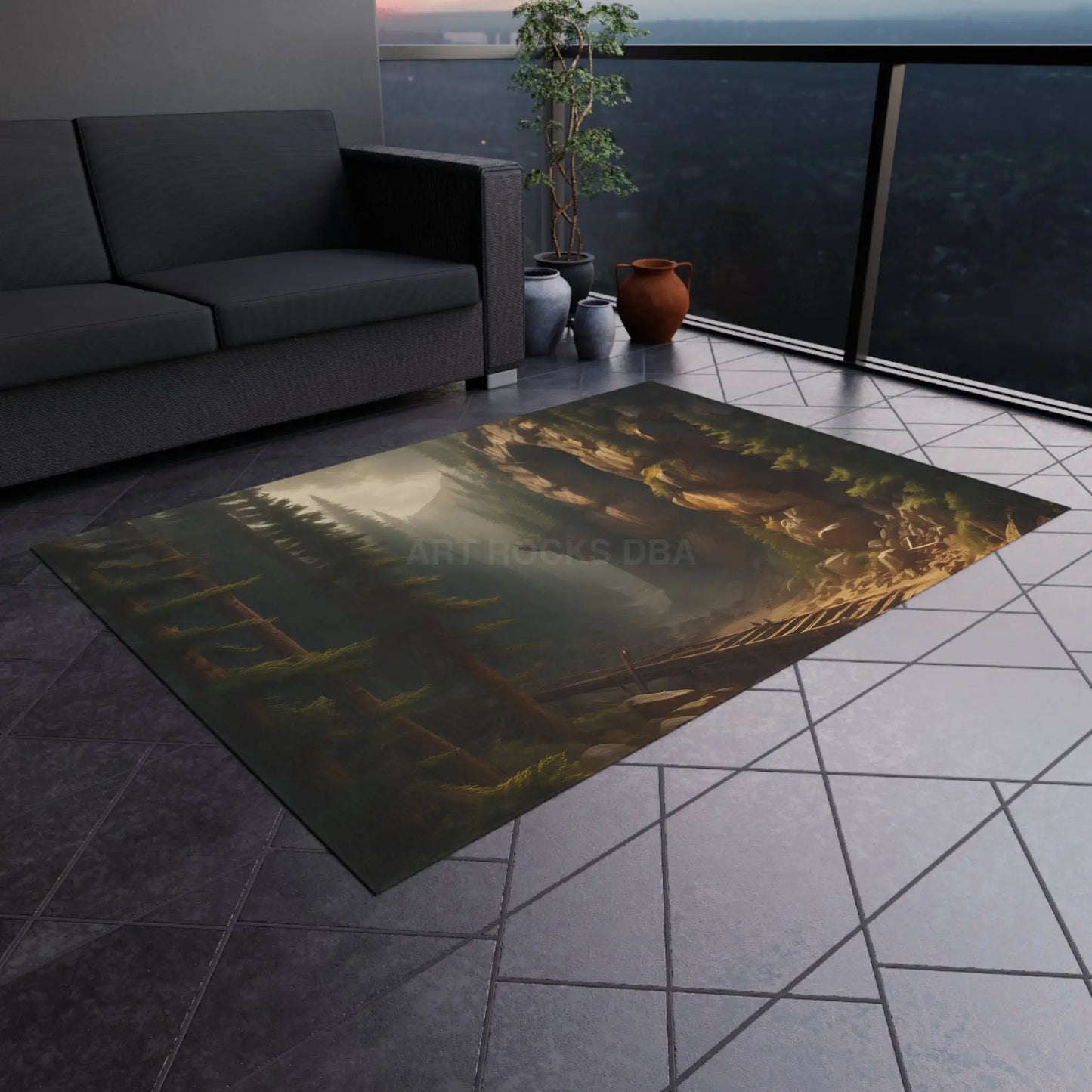 Abandoned Cave Outdoor Rug | Nature-Themed Home Decor Patio Mat Camping Accessory Garden Decoration Hiking-Inspired