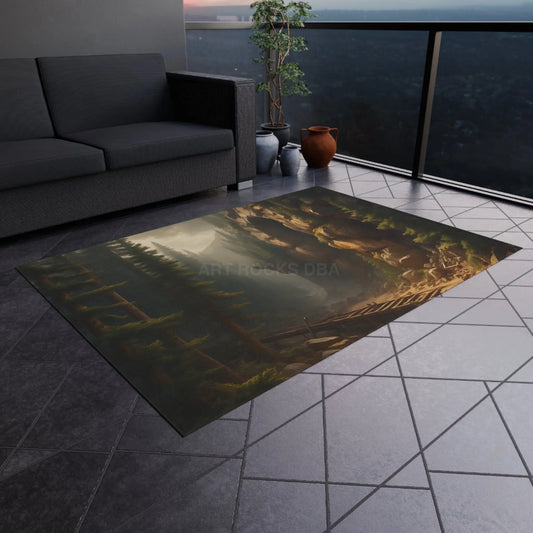 Abandoned Cave Outdoor Rug | Nature-Themed Home Decor Patio Mat Camping Accessory Garden Decoration Hiking-Inspired