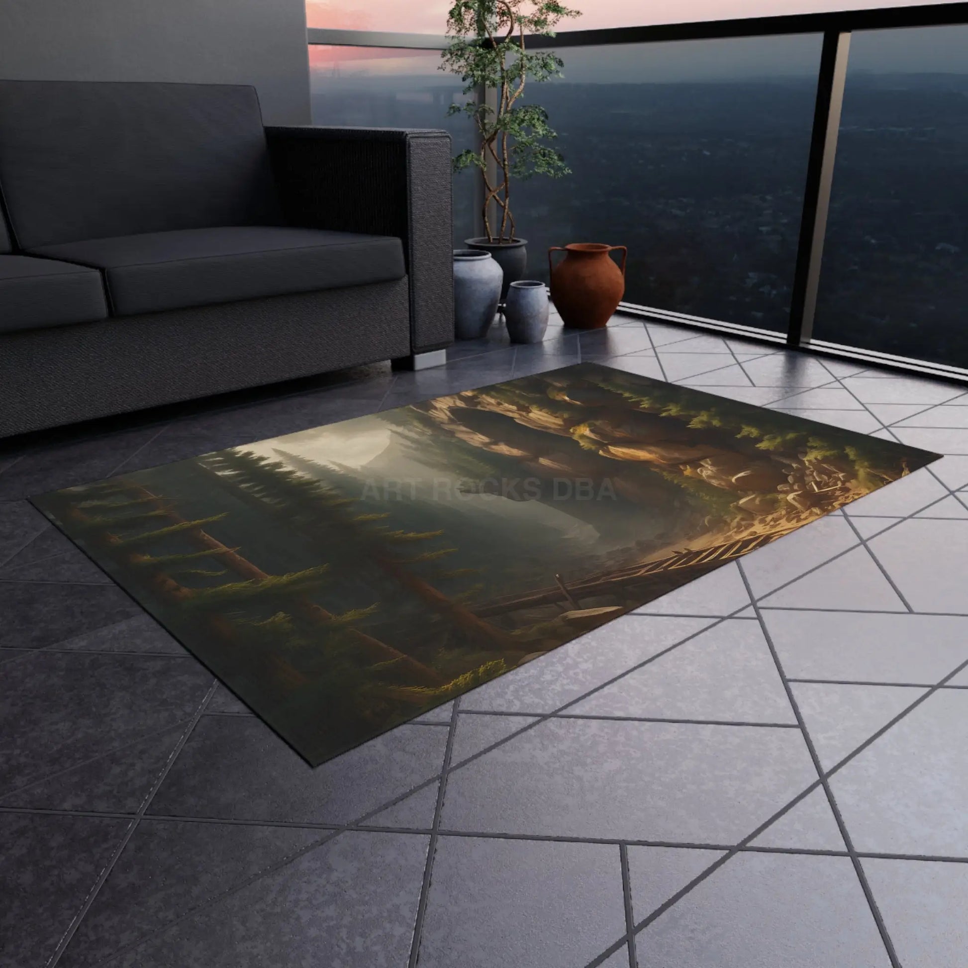 Abandoned Cave Outdoor Rug | Nature-Themed Home Decor Patio Mat Camping Accessory Garden Decoration Hiking-Inspired