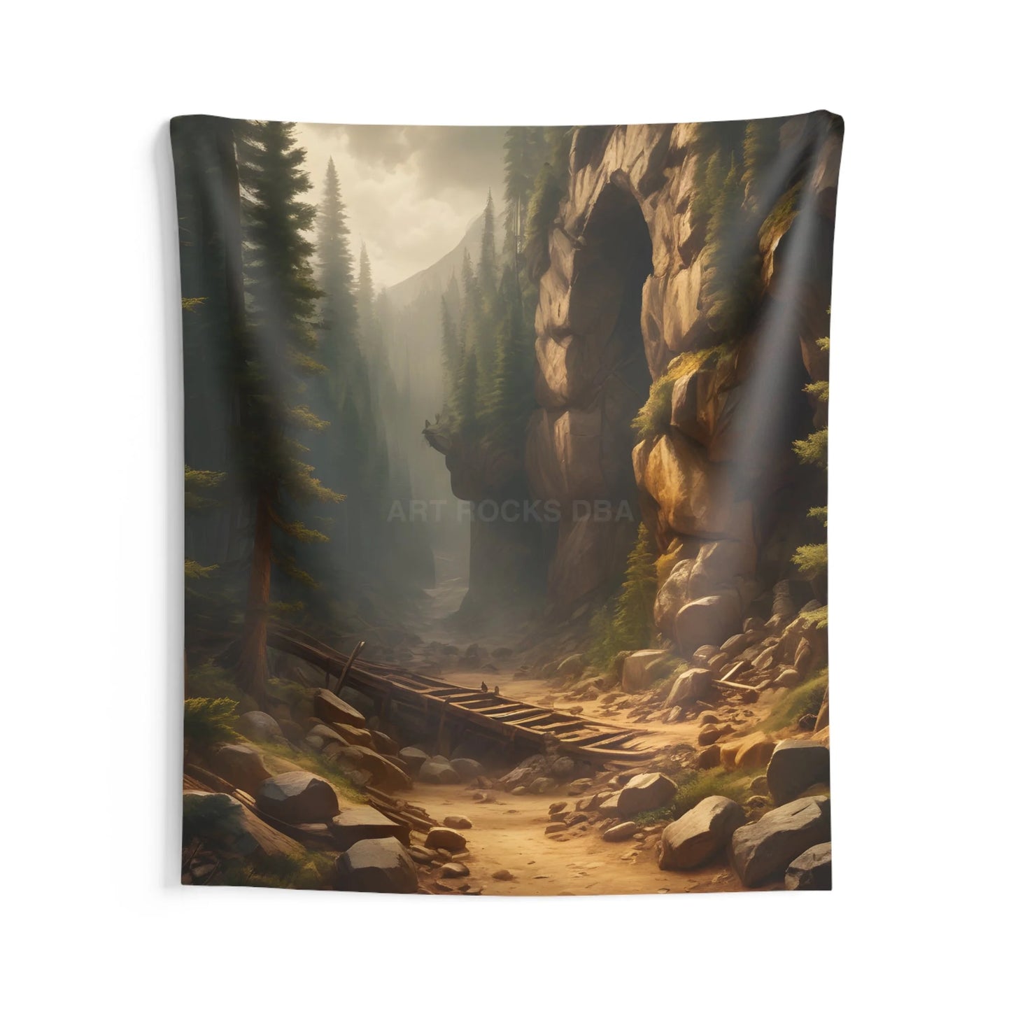 Abandoned Cave Wall Tapestry Mountain Landscape Décor Boho Wall Art Cozy Home Decoration Relaxing Room Accents Rustic