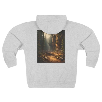 Abandoned Mining Tunnel Forest Path Zip-Up Sweatshirt - XS / Heather Grey - Hoodie