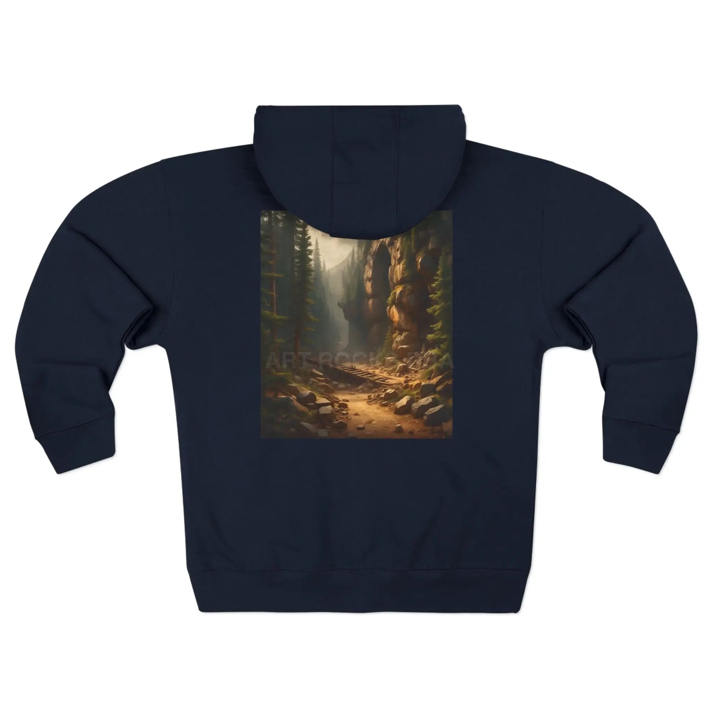Abandoned Mining Tunnel Forest Path Zip-Up Sweatshirt - XS / Navy - Hoodie