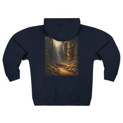 Abandoned Mining Tunnel Forest Path Zip-Up Sweatshirt - XS / Navy - Hoodie