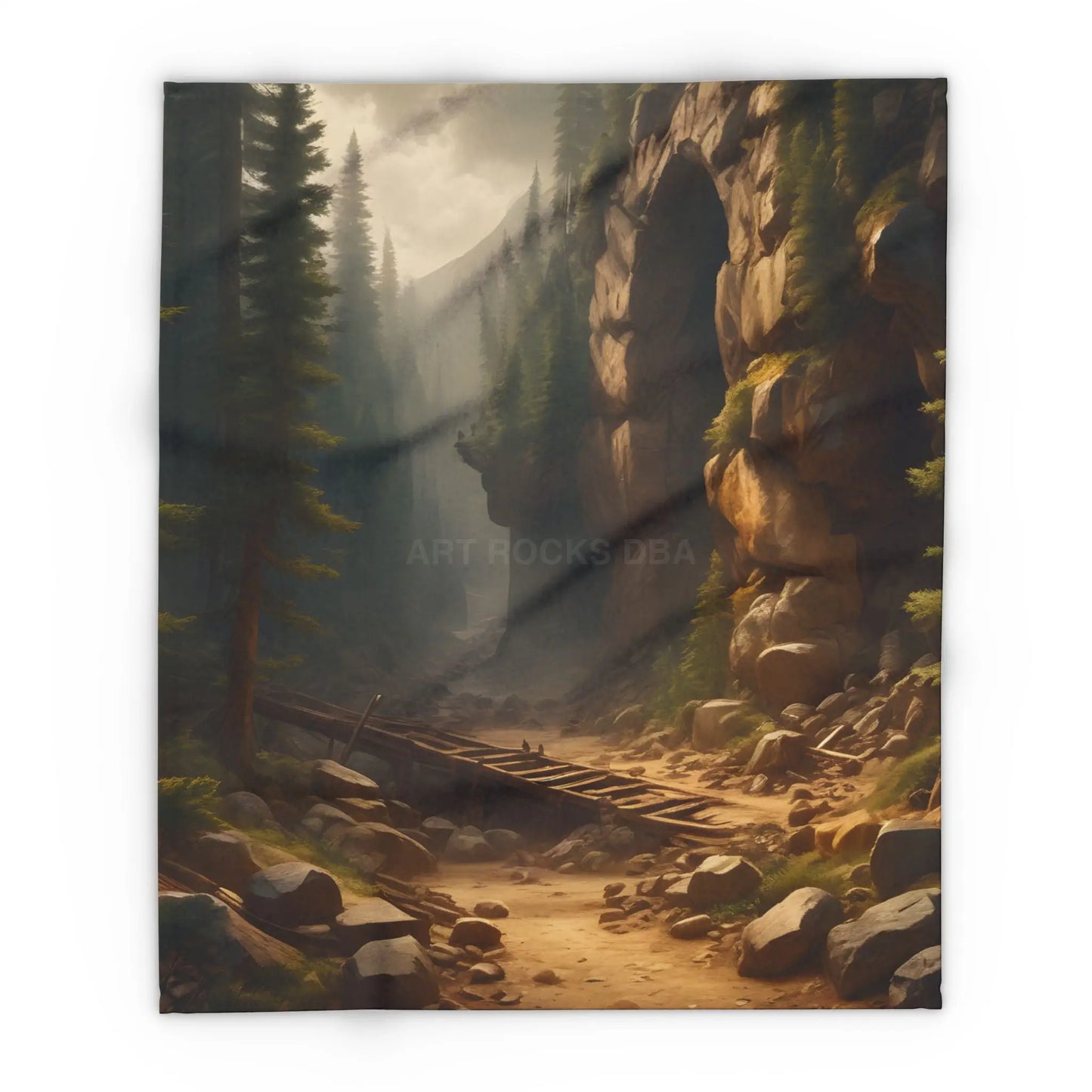 Abandoned Mining Tunnel in the Woods Arctic Fleece Blanket - Cozy Scenic Throw for Outdoor Lovers - 50’’ × 60’’ - Home
