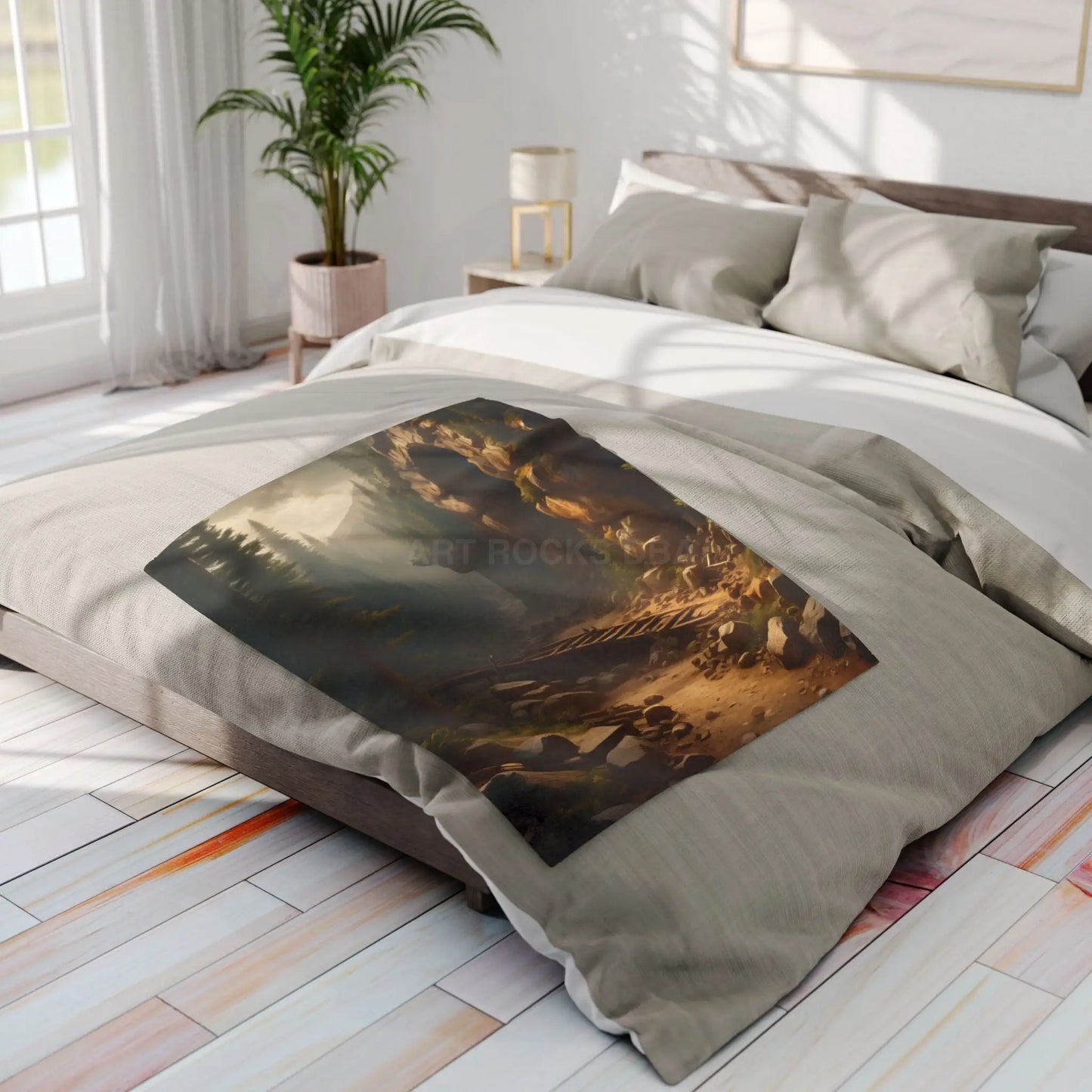 Abandoned Mining Tunnel in the Woods Arctic Fleece Blanket - Cozy Scenic Throw for Outdoor Lovers - Home Decor