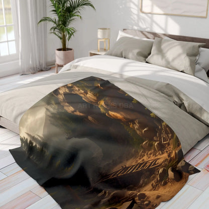 Abandoned Mining Tunnel in the Woods Arctic Fleece Blanket - Cozy Scenic Throw for Outdoor Lovers - Home Decor