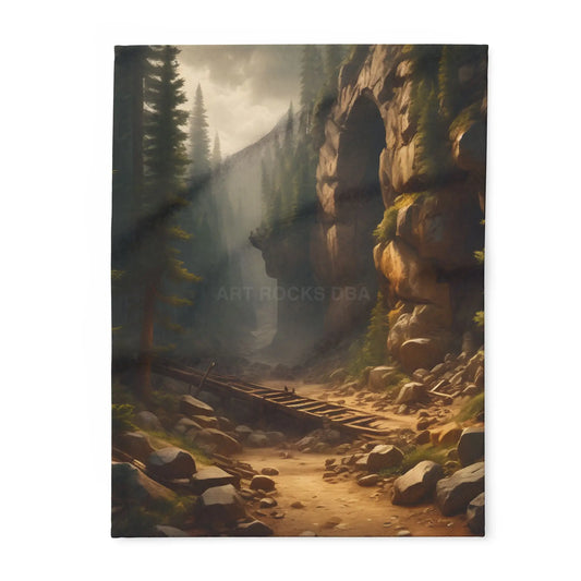 Abandoned Mining Tunnel in the Woods Arctic Fleece Blanket - Cozy Scenic Throw for Outdoor Lovers - 30’’ × 40’’ - Home