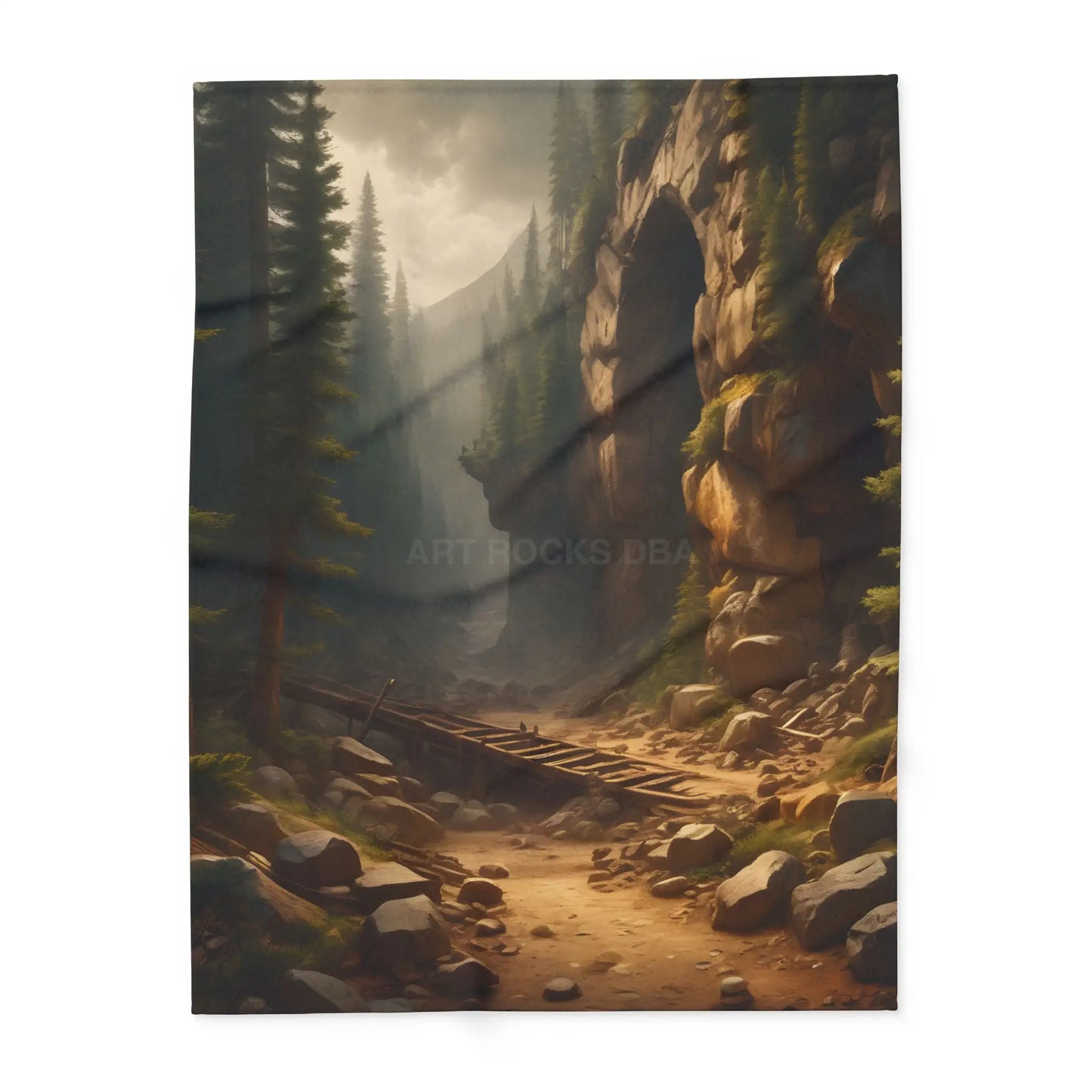 Abandoned Mining Tunnel in the Woods Arctic Fleece Blanket - Cozy Scenic Throw for Outdoor Lovers - 60’’ × 80’’ - Home