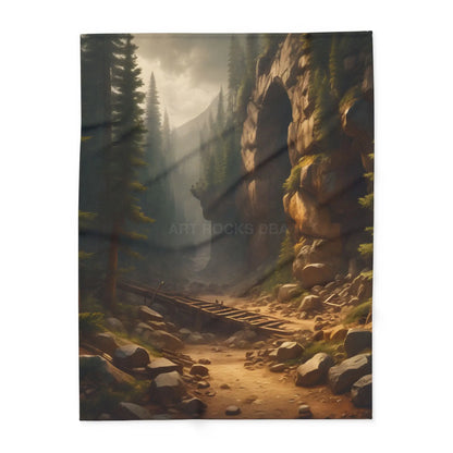 Abandoned Mining Tunnel in the Woods Arctic Fleece Blanket - Cozy Scenic Throw for Outdoor Lovers - 60’’ × 80’’ - Home