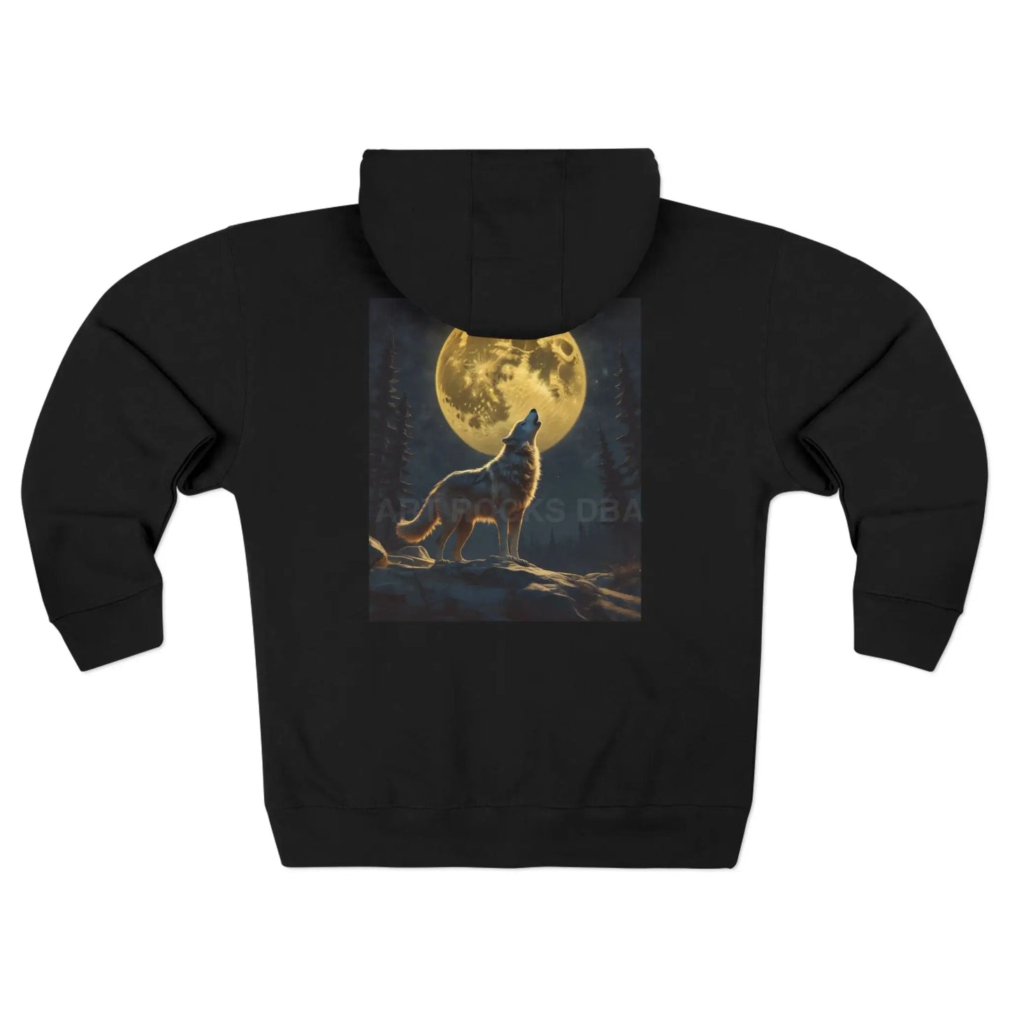 Art Rocks Wolf Moon Zip-Up Hoodie - XS / Black - Hoodie