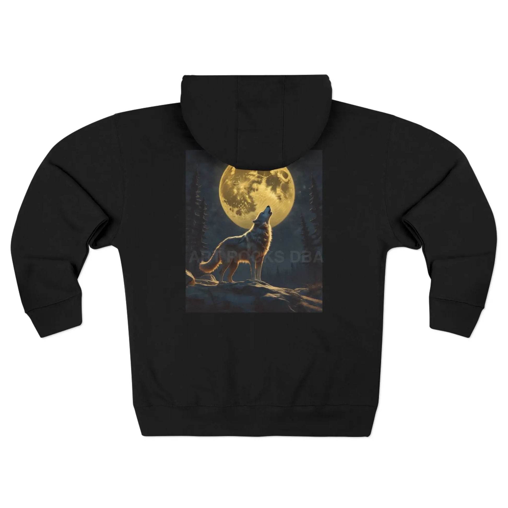 Art Rocks Wolf Moon Zip-Up Hoodie - XS / Black - Hoodie