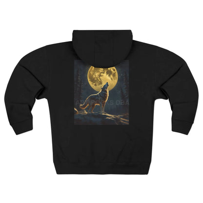 Art Rocks Wolf Moon Zip-Up Hoodie - XS / Black - Hoodie