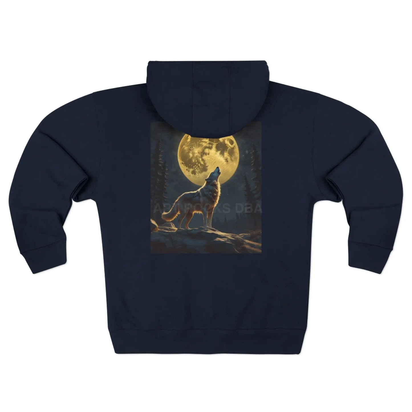 Art Rocks Wolf Moon Zip-Up Hoodie - XS / Navy - Hoodie
