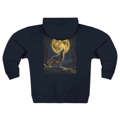 Art Rocks Wolf Moon Zip-Up Hoodie - XS / Navy - Hoodie