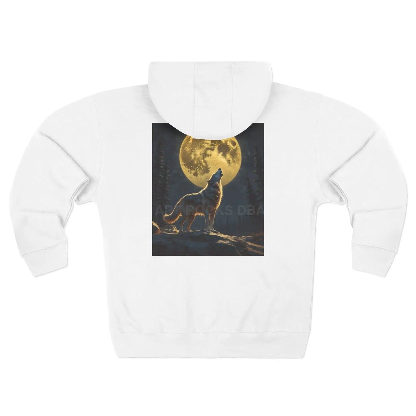 Art Rocks Wolf Moon Zip-Up Hoodie - XS / White - Hoodie