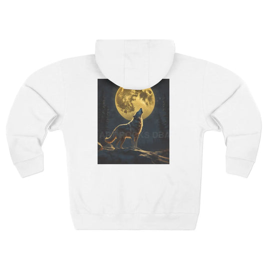 Art Rocks Wolf Moon Zip-Up Hoodie - XS / White - Hoodie
