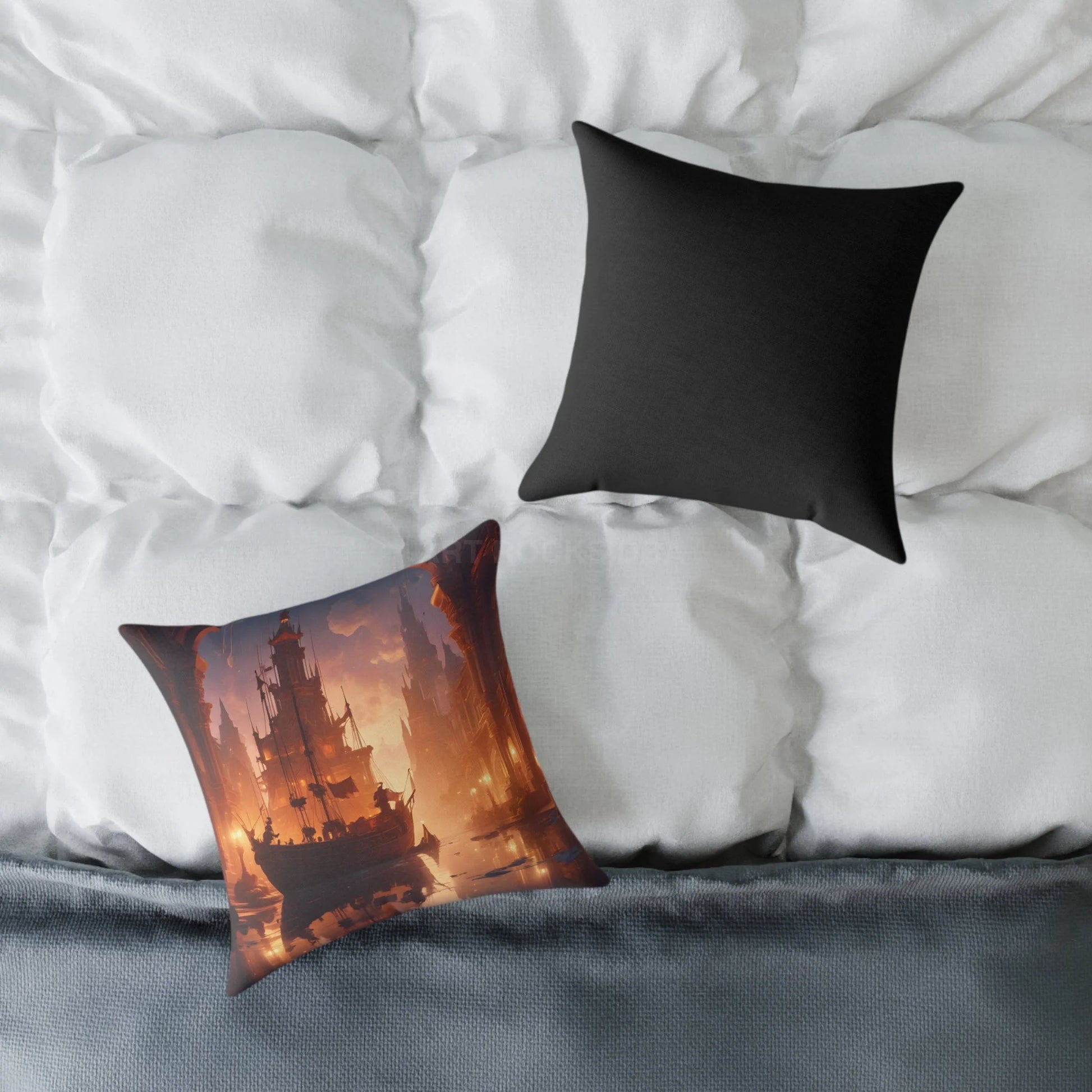 Artistic Ocean Voyage in Abandoned Kingdom Pillow - Decorative Cushion Nautical Home Decor Coastal Living Room Accent