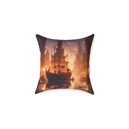 Artistic Ocean Voyage in Abandoned Kingdom Pillow - Decorative Cushion Nautical Home Decor Coastal Living Room Accent